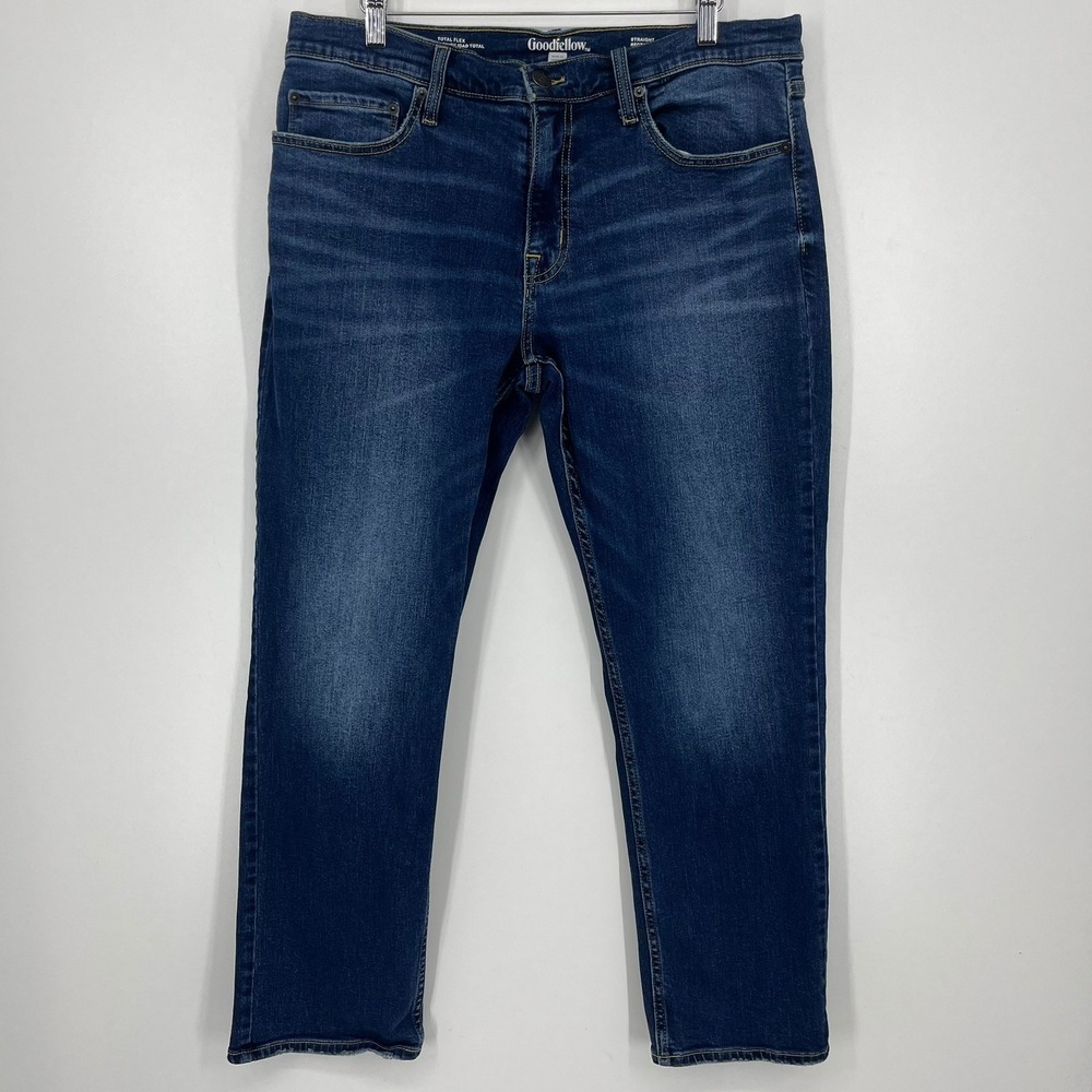 Goodfellow & Co Mens Total Flex Straight Leg Jeans Dark Wash Blue 34x30 Stretch